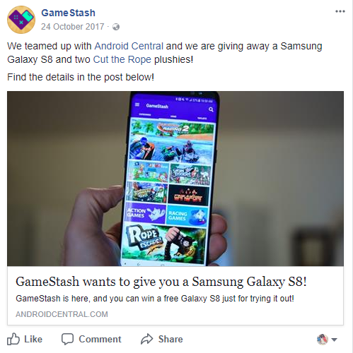 Gamestash Facebook Post